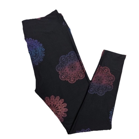 LuLaRoe Pants - LuLaRoe Womens Leggings Size TC Black Pink Purple Mandalas Paisley Floral NWT